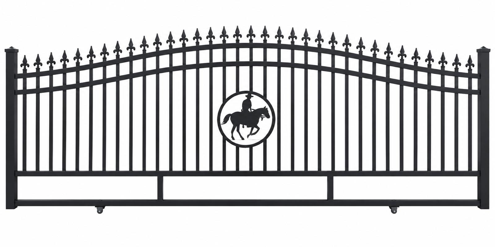 Custom cowboy design sliding driveway gate