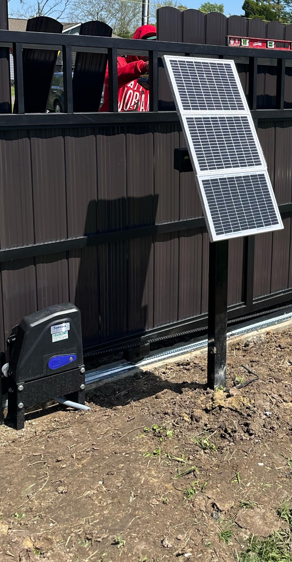 Topens solar sliding gate opener installed near Houston