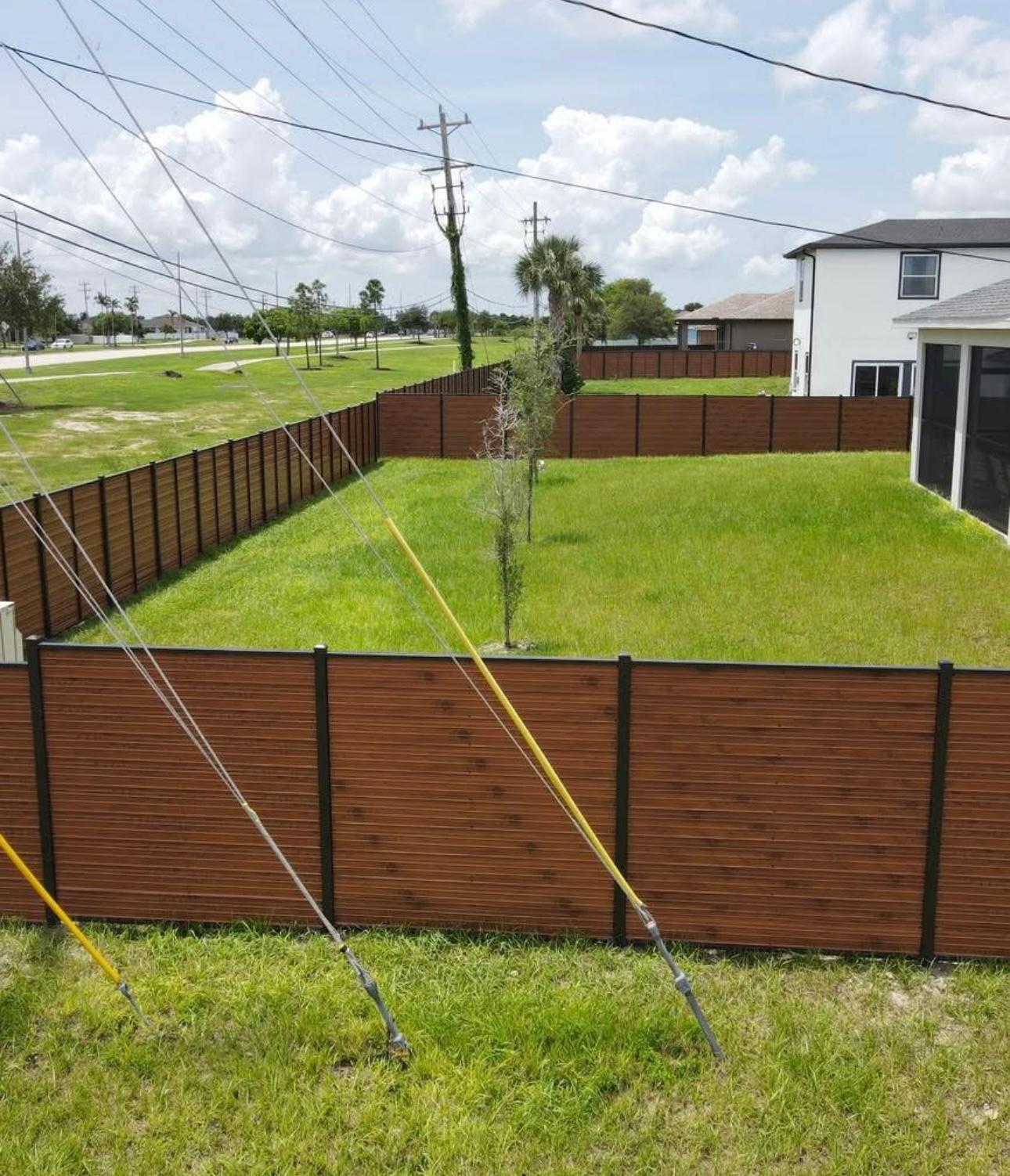 Horizontal Dura fence backyard installation near Houston